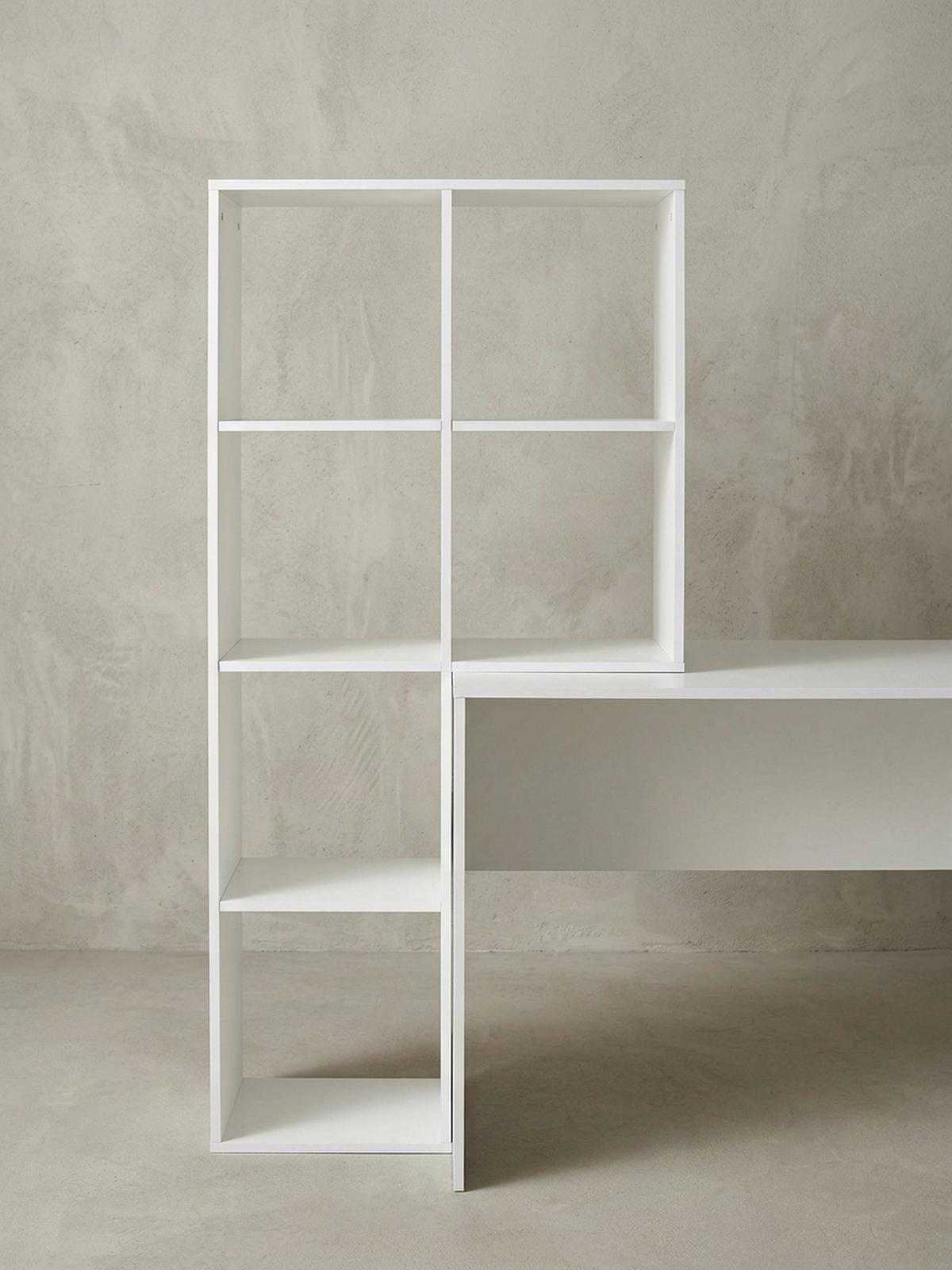 SCHREIBTISCH – mit Regal, groß, puristisches Design, Melaminharzbeschichtung - Weiß, Holz (59/170/144cm) - KADIMA DESIGN