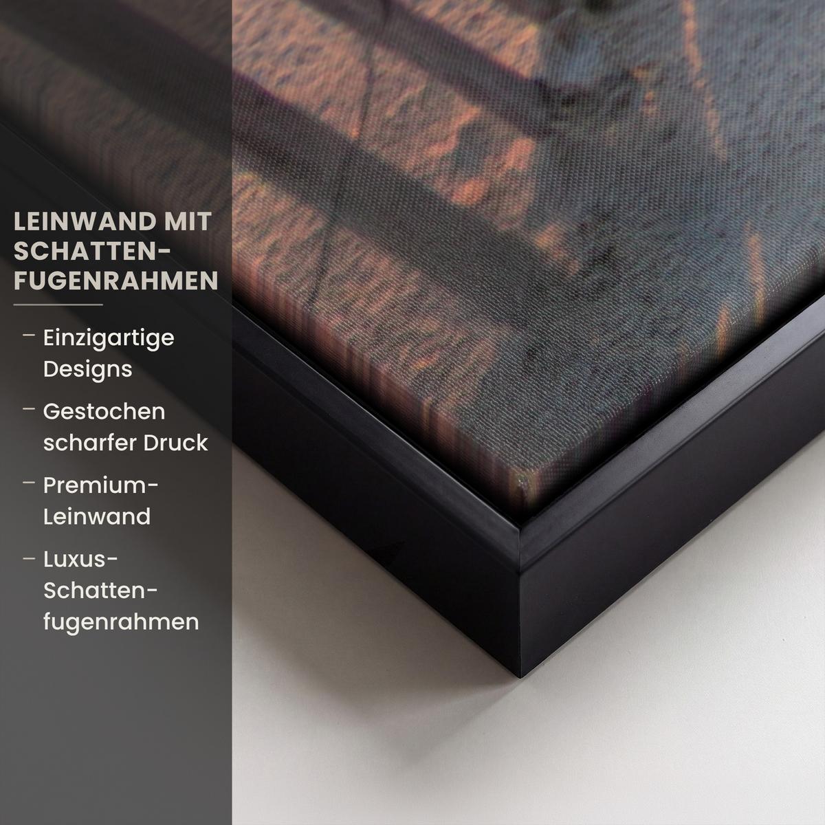 LEINWAND Bilder mit Rahmen - Strand - Meer - Düne - Sonnenuntergang - Landschaft - 140x90 - Beige, Textil (140/90cm) - MuchoWow
