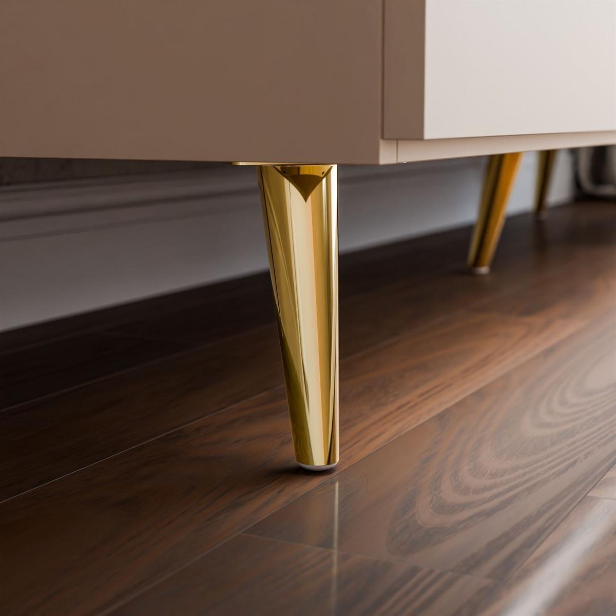 KOMMODE LINA KASCHMIR 1D4S auf hohen Beinen Gold Chrom - Kaschmir, Holzwerkstoff (138/90/40cm) - Lookway