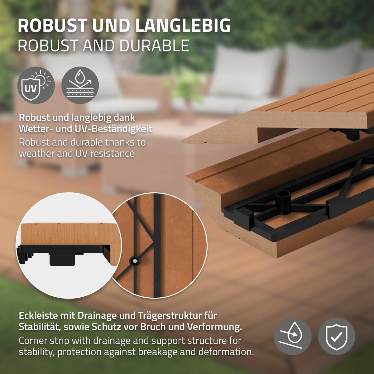 ABSCHLUSSLEISTE WPC Ecke rechts Hellbraun - Hellbraun, Holzwerkstoff (38/2/7.5cm) - ML-DESIGN