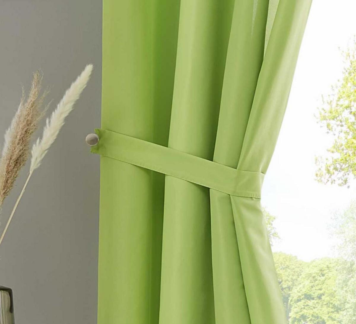 VORHANG 2ER SET BERLIN HxB 145x140cm Apfelgrün - Hellgrün, Textil (140/145/145cm) - Gardinenbox