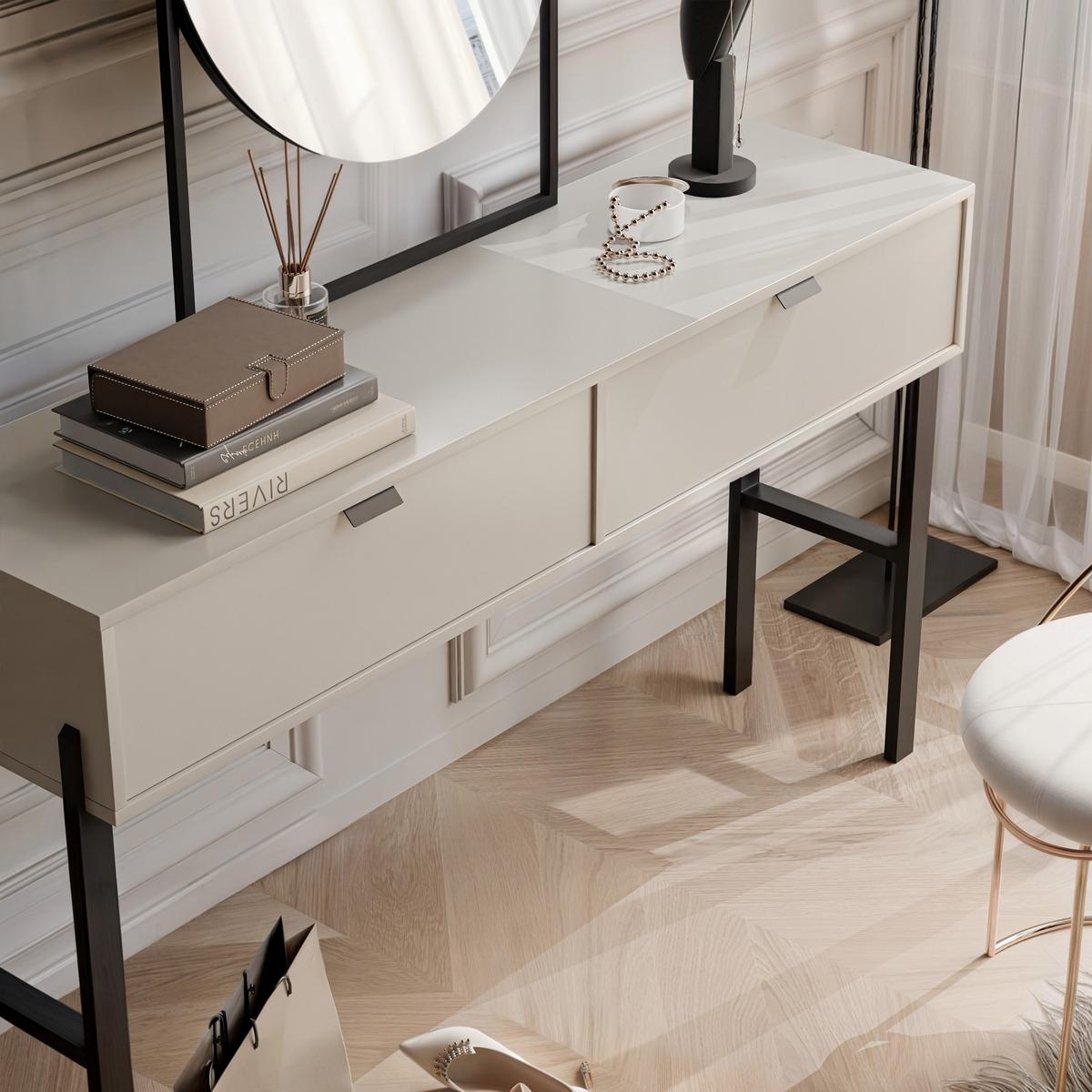 KONSOLENTISCH MINO mit 140 / 83 / 37, Beige - Beige, Holzwerkstoff (37/140/83cm) - MASSENO