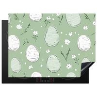 HERDABDECKPLATTE Grün - Eier - Muster Induktionsmatte 71x52 cm - Waldgrün, Kunststoff (71/52/0.2cm) - MuchoWow