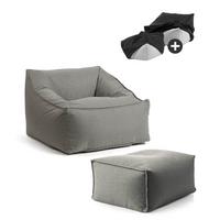 OUTDOOR SITZSACK Der Sunnyboy mit Hocker - Dunkelgrau, Textil (80/60/83cm) - Mokebo