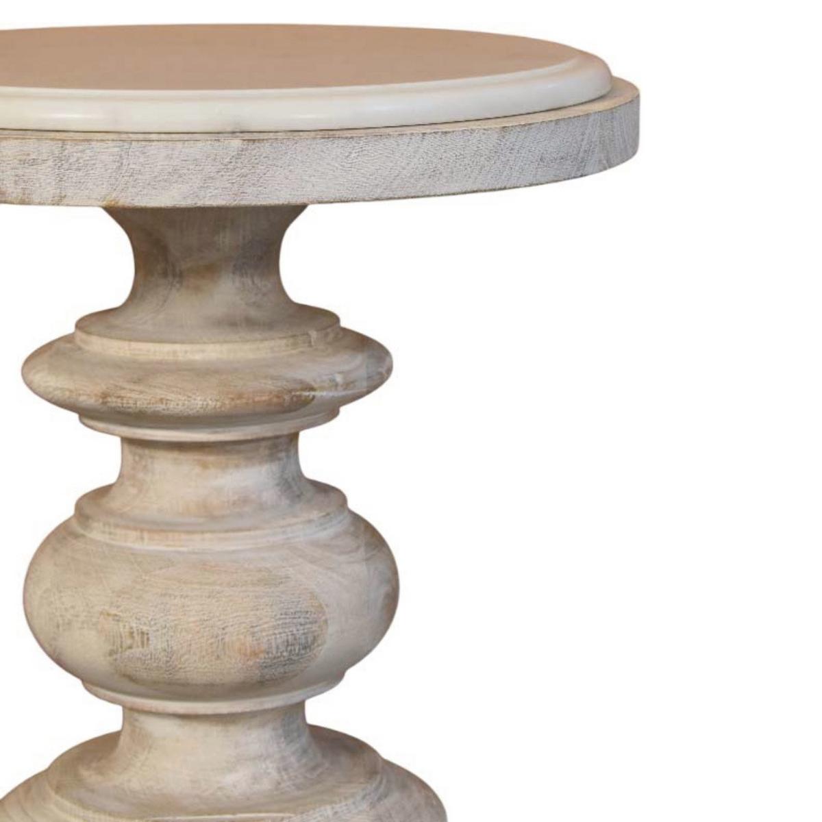 AKZENTTISCH mit Salted-Oak-Finish, Marmorplatte oben, weiß - Weiß, Holz (38/38/60cm) - Artisan Furniture