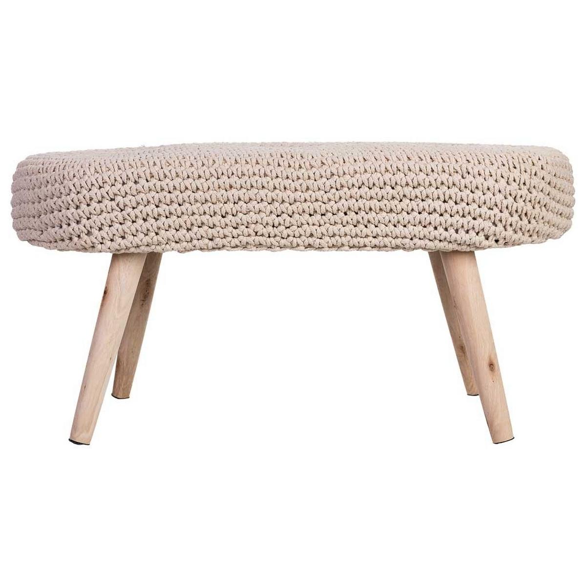 HOCKERBANK aus Holz und Baumwolle, beige, 82x43cm - Beige, Holz (82/43/43cm) - Wanderlust