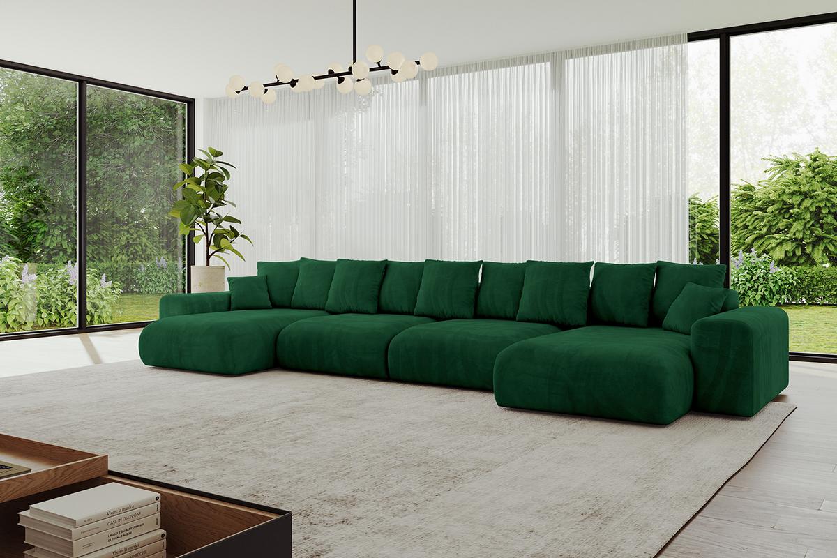 WOHNLANDSCHAFT mit Schlaffunktion ESKAR-U2-464x176x72cm Grün - Jadegrün/Grün, Holzwerkstoff/Kunststoff (176/72/464cm) - ALTDECOR
