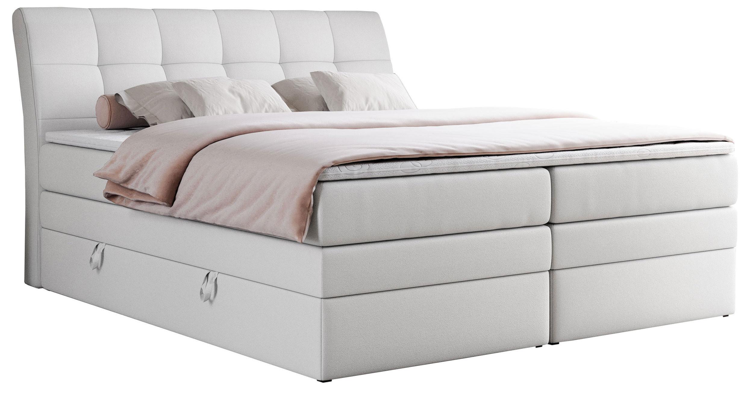 BOXSPRINGBETT GOLD-10 KING 120/200 Weiß Kunstleder - H3 - Weiß, Holz/Textil (120/200cm) - MKS