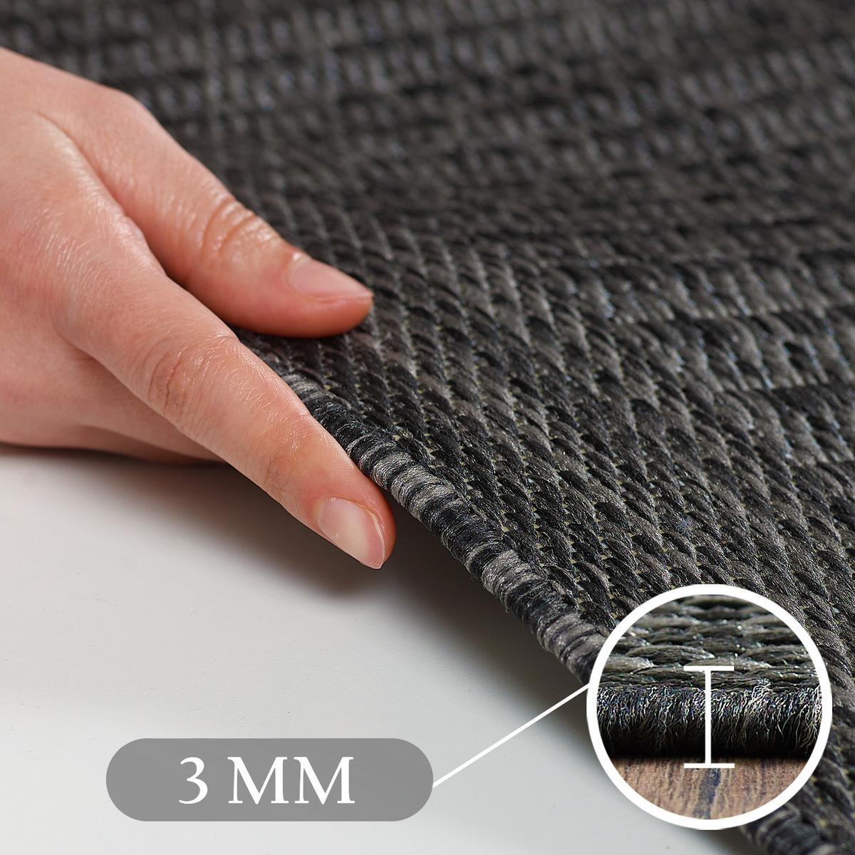 TEPPICH Outdoor DAFNE in Schwarz, einfarbig, 140 x 200 cm - Grau, Textil (200/140cm) - KADIMA DESIGN