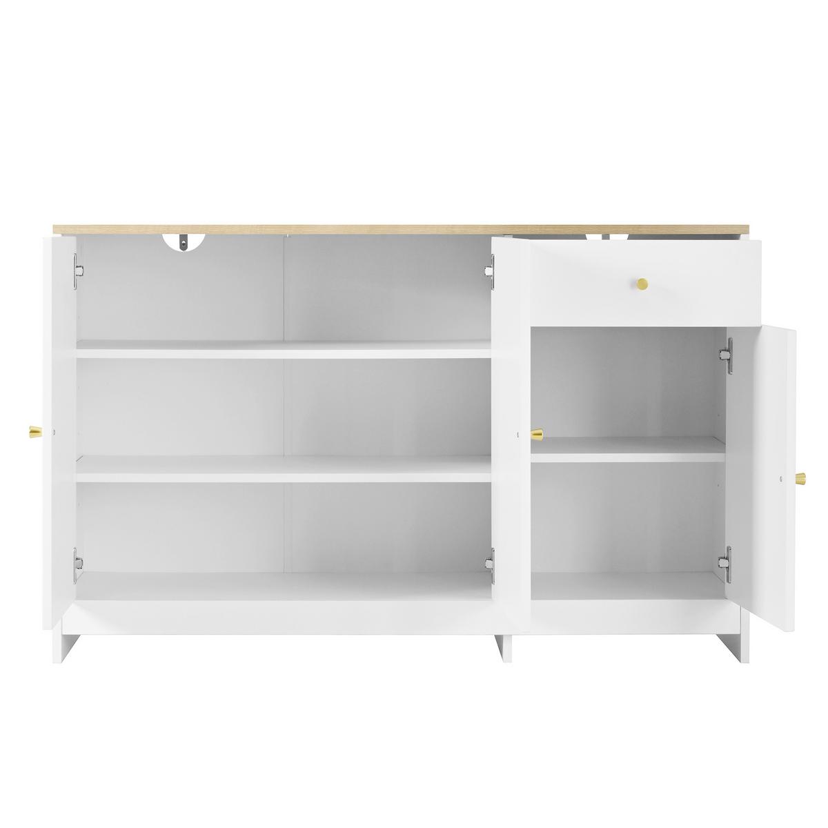 SIDEBOARD mdf in weiß & natur, 3 türen, 1 schublade & verstellbare böden - Weiß, Holzwerkstoff (120/75/40cm) - Urban Meuble