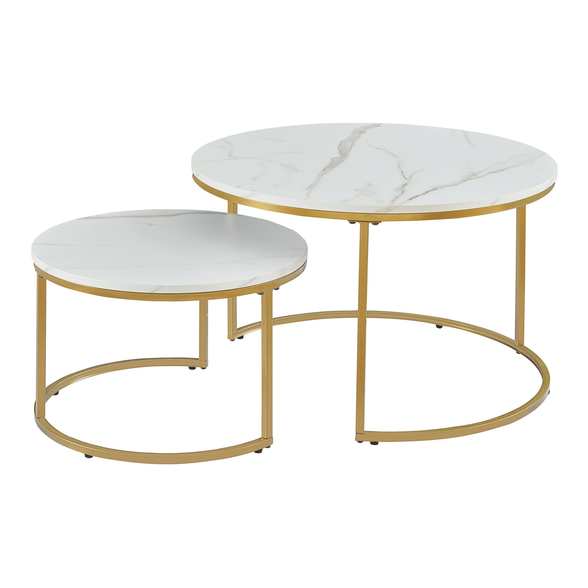 COUCHTISCH Christchurch 2er-Set - Weiß, Holzwerkstoff (80/80/45cm) - [en.casa]