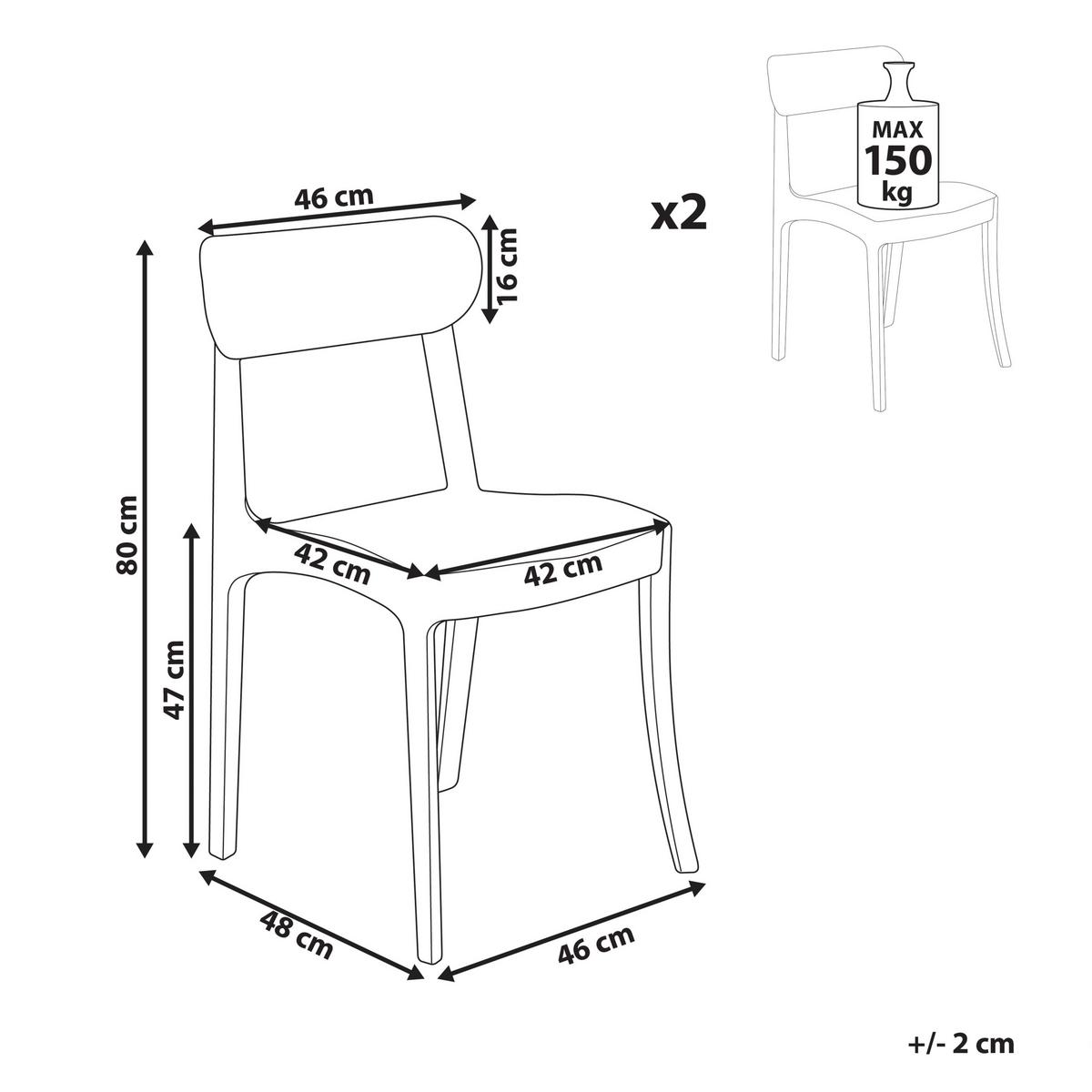 ESSZIMMERSTÜHLEN 2er-Set Kunststoff Transparent Covington - Transparent, Kunststoff (46/80/48cm) - Beliani