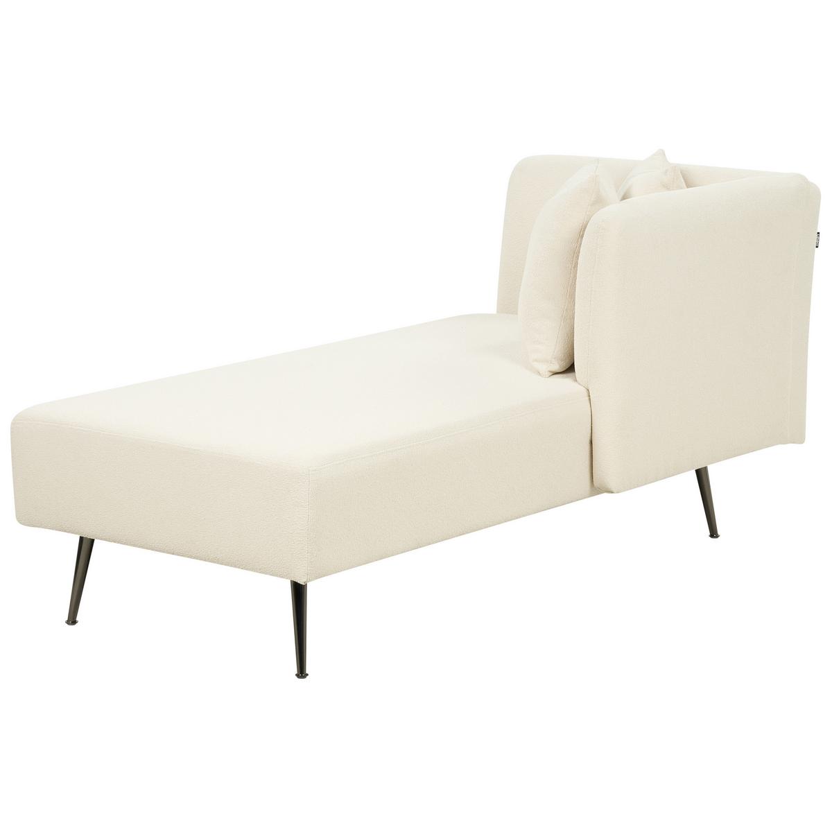 CHAISELONGUE Bouclé cremeweiß linksseitig Riom - Schwarz/Weiß, Textil (156/75/77cm) - Beliani