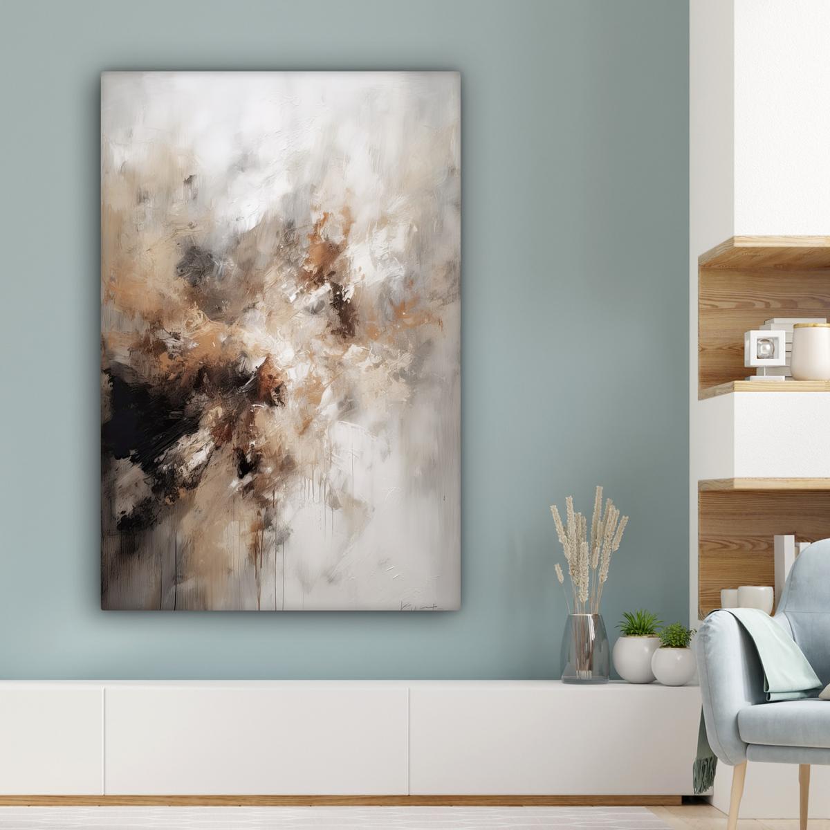LEINWANDBILD Farbe - Abstrakt - Beige - Kunst Deko XXL 80x120 cm - Greige, Textil (80/120cm) - MuchoWow