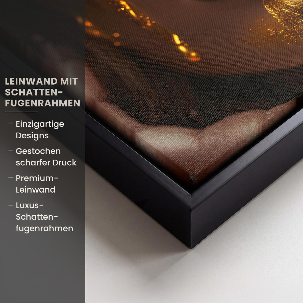 LEINWAND Bilder mit Rahmen - Frau - Gold - Luxus - Porträt - 20x20 - Goldfarben, Textil (20/20cm) - MuchoWow