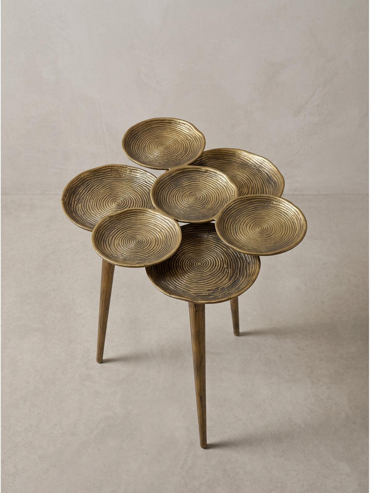 BEISTELLTISCH CARMONA, Aluminium, mit Ablagen, Gold, Ø 46 x 55 cm - Goldfarben, Metall (46/46/55cm) - KADIMA DESIGN