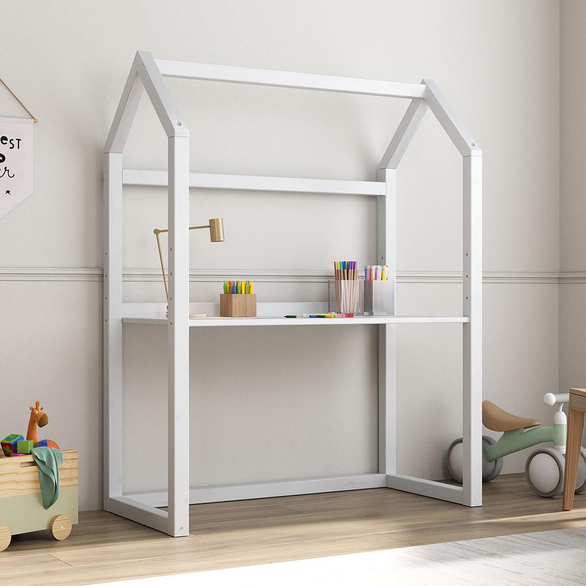 KINDERSCHREIBTISCH TINA - Weiß, Holz (101/130/49cm) - IDIMEX