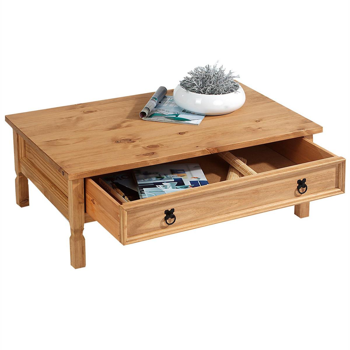 MEXICO MÖBEL COUCHTISCH TEQUILA gebeizt/gewachst - Kieferfarben, Holz (65/100/37cm) - IDIMEX
