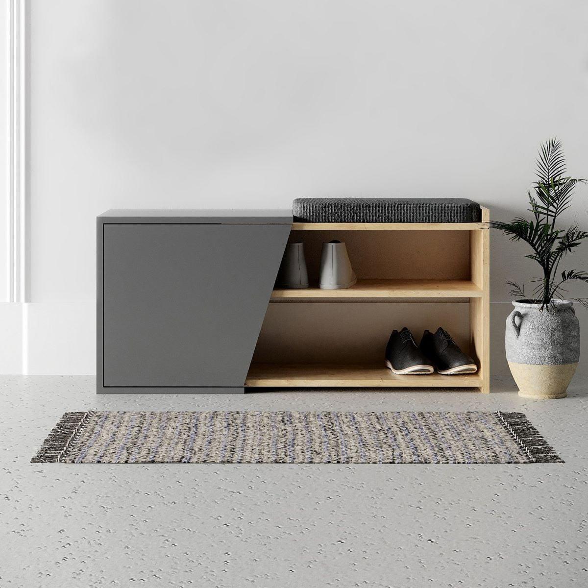 SCHUHSCHRANK 1 Tür L104 cm - Fiona - Anthrazit, Holzwerkstoff (47/37/20.5cm) - Calicosy