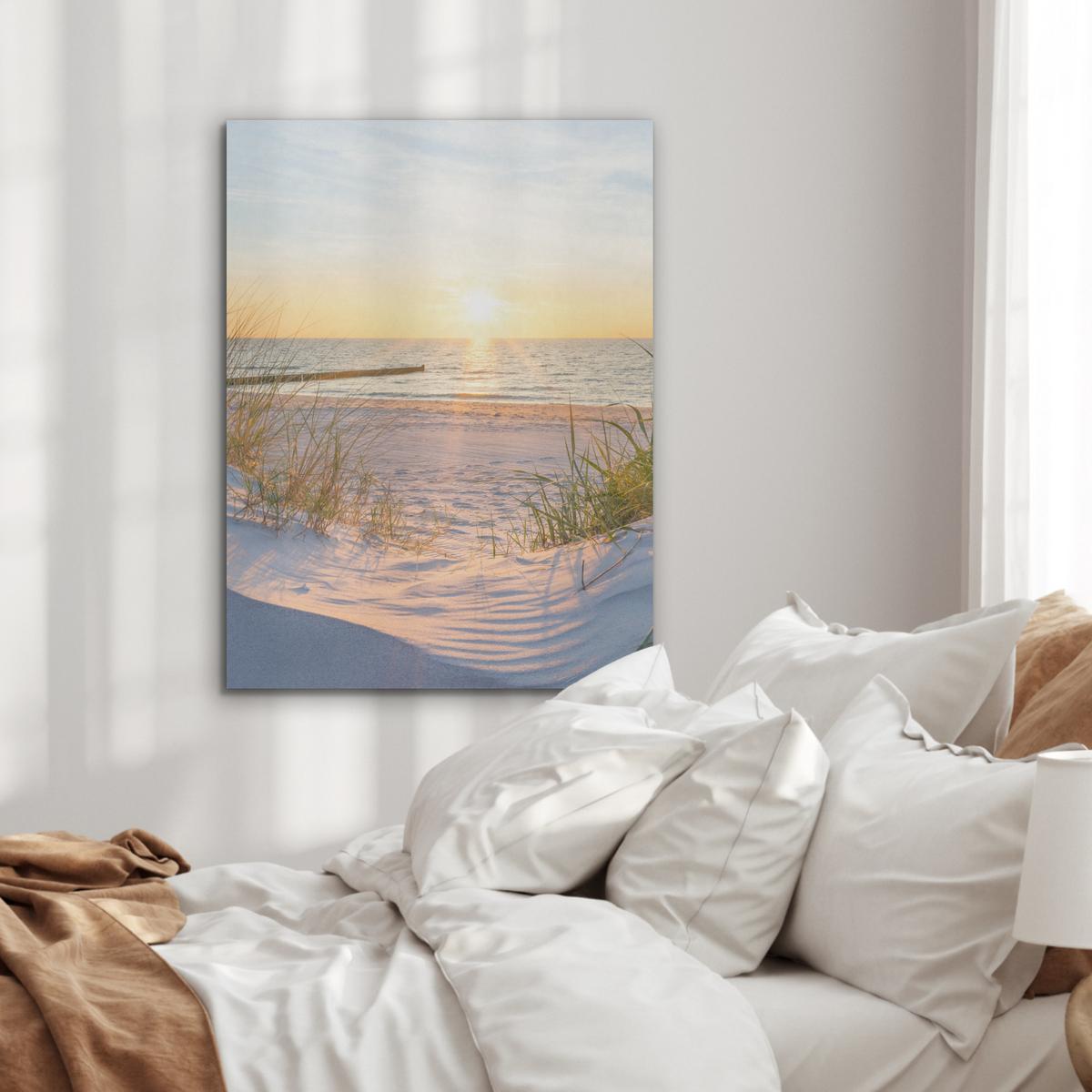 AKUSTIKBILD Strand - Sonne - Düne - Gras - Sand - Horizont Wandbilder 60x80 cm - Hellblau, Kunststoff (60/80/0.9cm) - MuchoWow