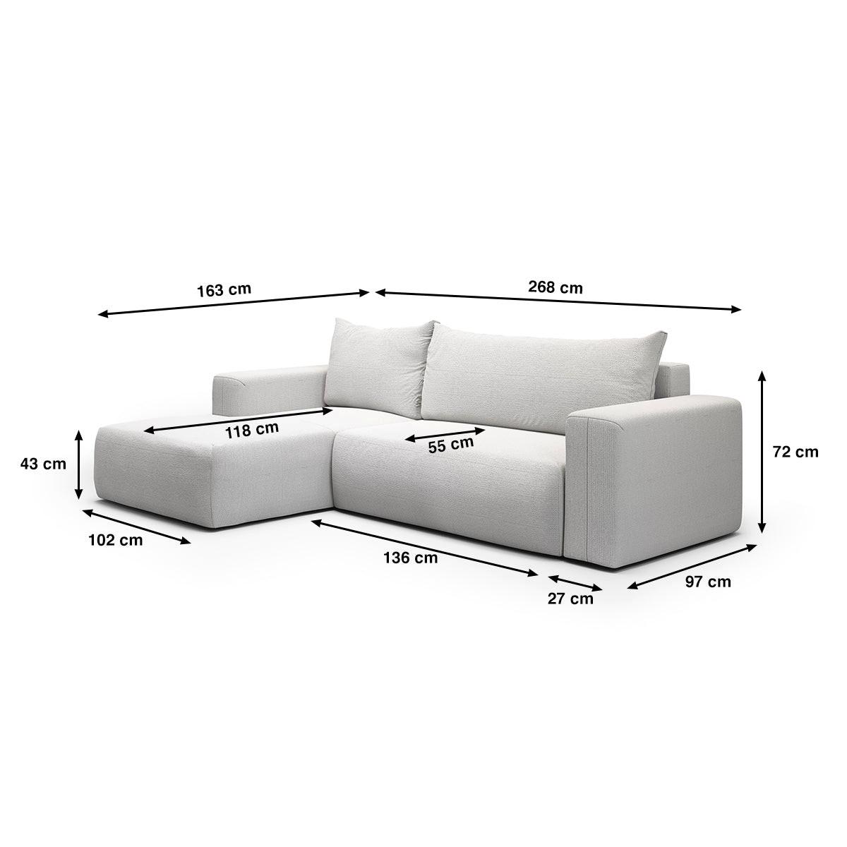 ECKSOFA Bliss 3 Sitzplätze Hellgrau - Grau, Holz (268/163cm) - Petits-meubles