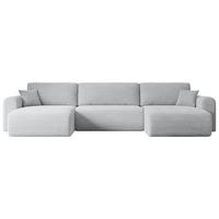 WOHNLANDSCHAFT mit Schlaffunktion und Bettkasten ORRO-U - 362x145x83 cm Grau Cord - Schwarz/Grau, Holzwerkstoff/Kunststoff (362/83/145cm) - ALTDECOR