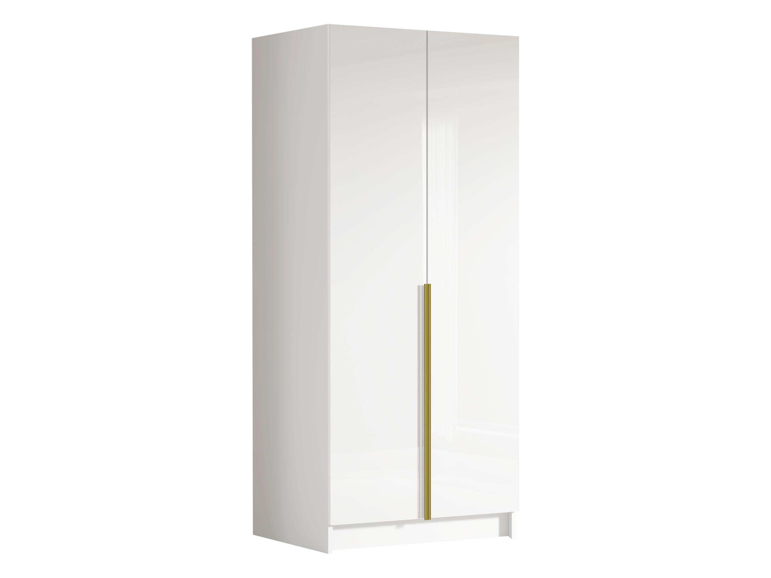 KLEIDERSCHRANK Bono I - Weiß Hochglanz/Goldfarben, Holzwerkstoff/Metall (100/215/58cm) - MIRJAN24