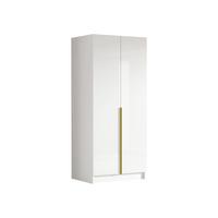 KLEIDERSCHRANK Bono I - Weiß Hochglanz/Goldfarben, Holzwerkstoff/Metall (100/215/58cm) - MIRJAN24