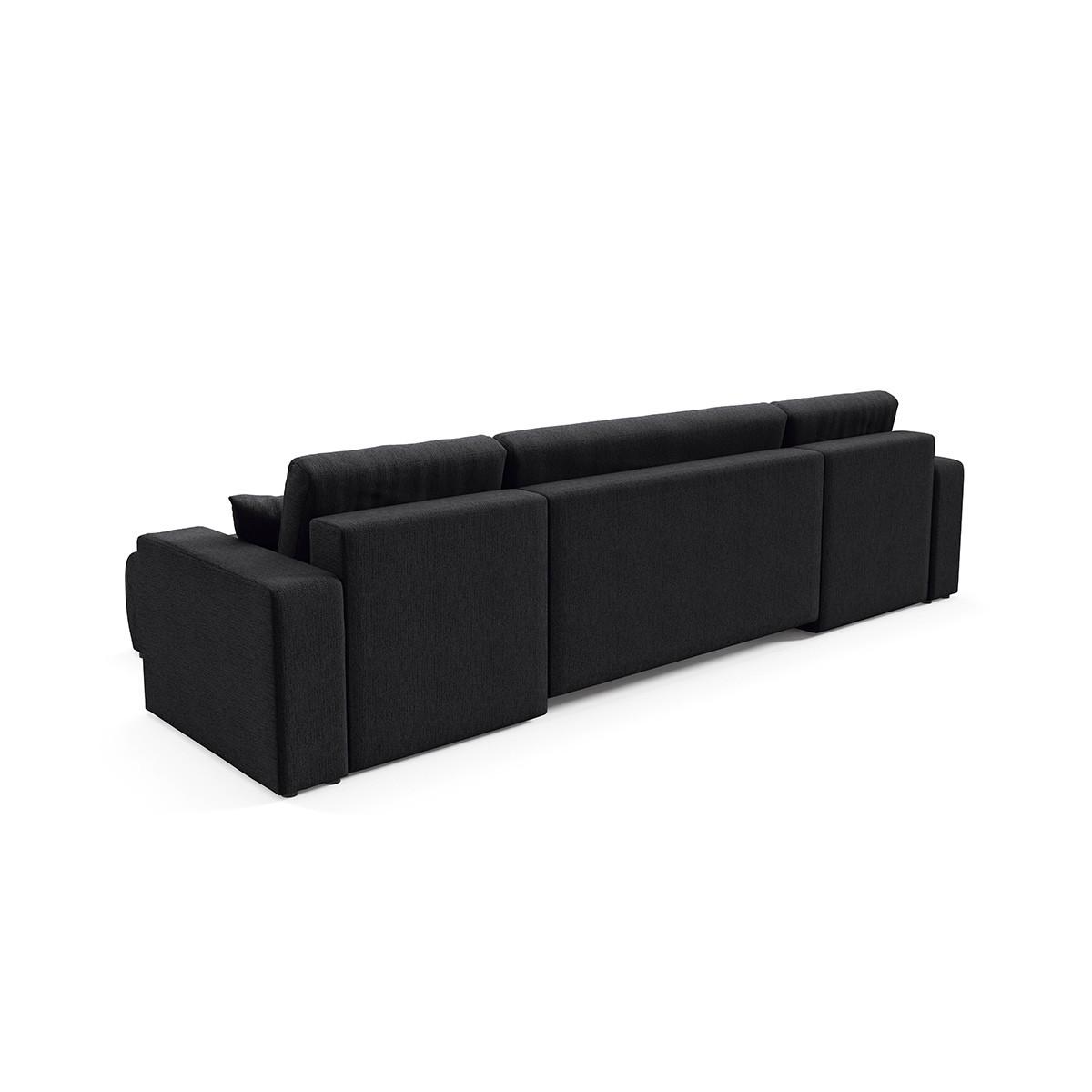 PANORAMASOFA Vasco 5 Sitzplätze Schwarz - Schwarz, Holz (318/88/145cm) - Petits-meubles