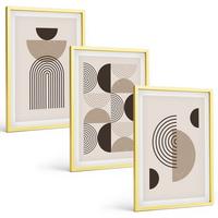 BILDER SET 3er Set - 40x60 cm Goldrahmen - Abstrakte Minimalismusmuster - Goldfarben, Kunststoff (40/60cm) - TULUP