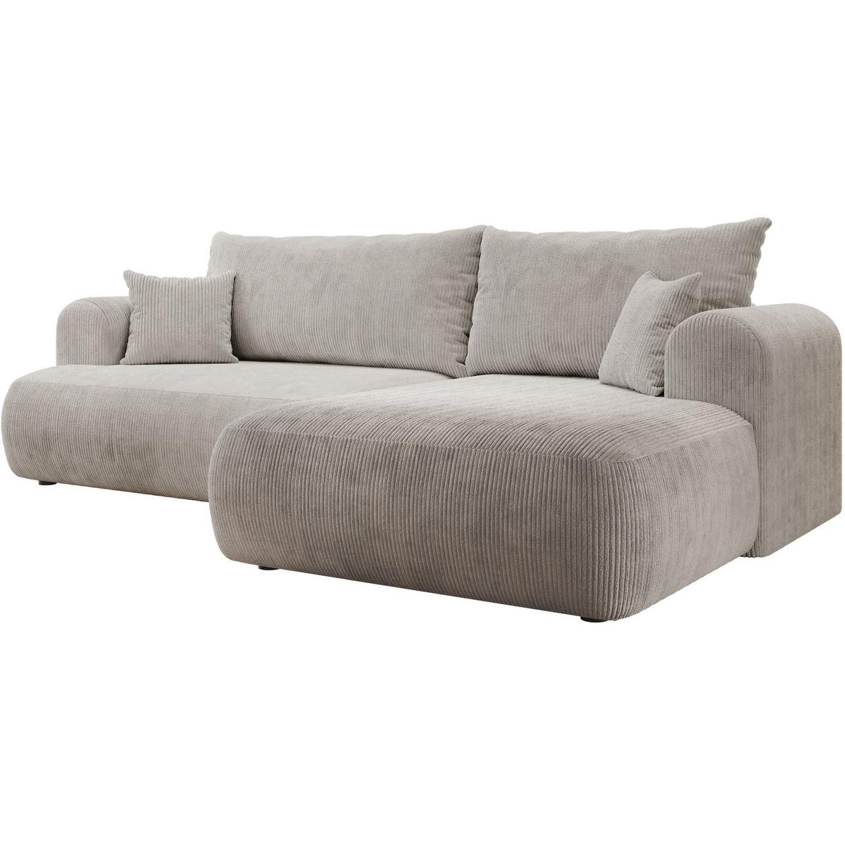 ECKSOFA Ovo Cord mit Cordbezug Graubeige, rechts - Taupe/Schwarz, Textil (165/260cm) - Selsey