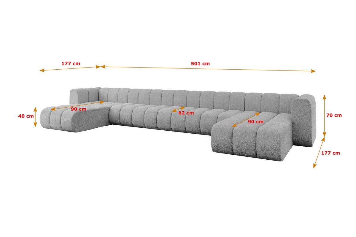 WOHNLANDSCHAFT modulares Sofa Joren-U3 - 501x177x70 cm Hellgrau - Hellgrau, Holzwerkstoff/Textil (501/70/177cm) - ALTDECOR