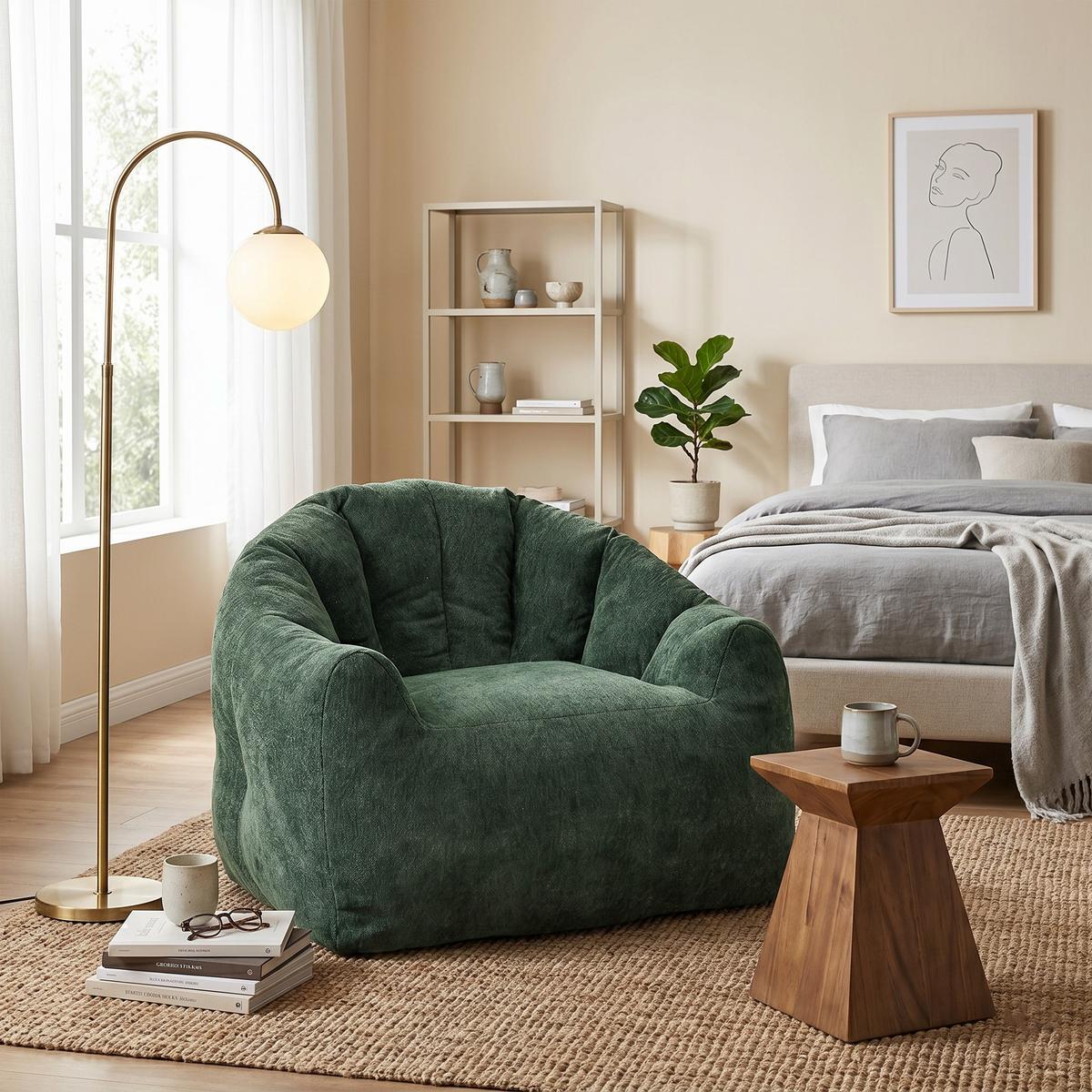 SESSEL aus Flanell mit ergonomischer Bärentatzen-Form - Grün, Textil (86.3/64.7/99cm) - Urban Meuble