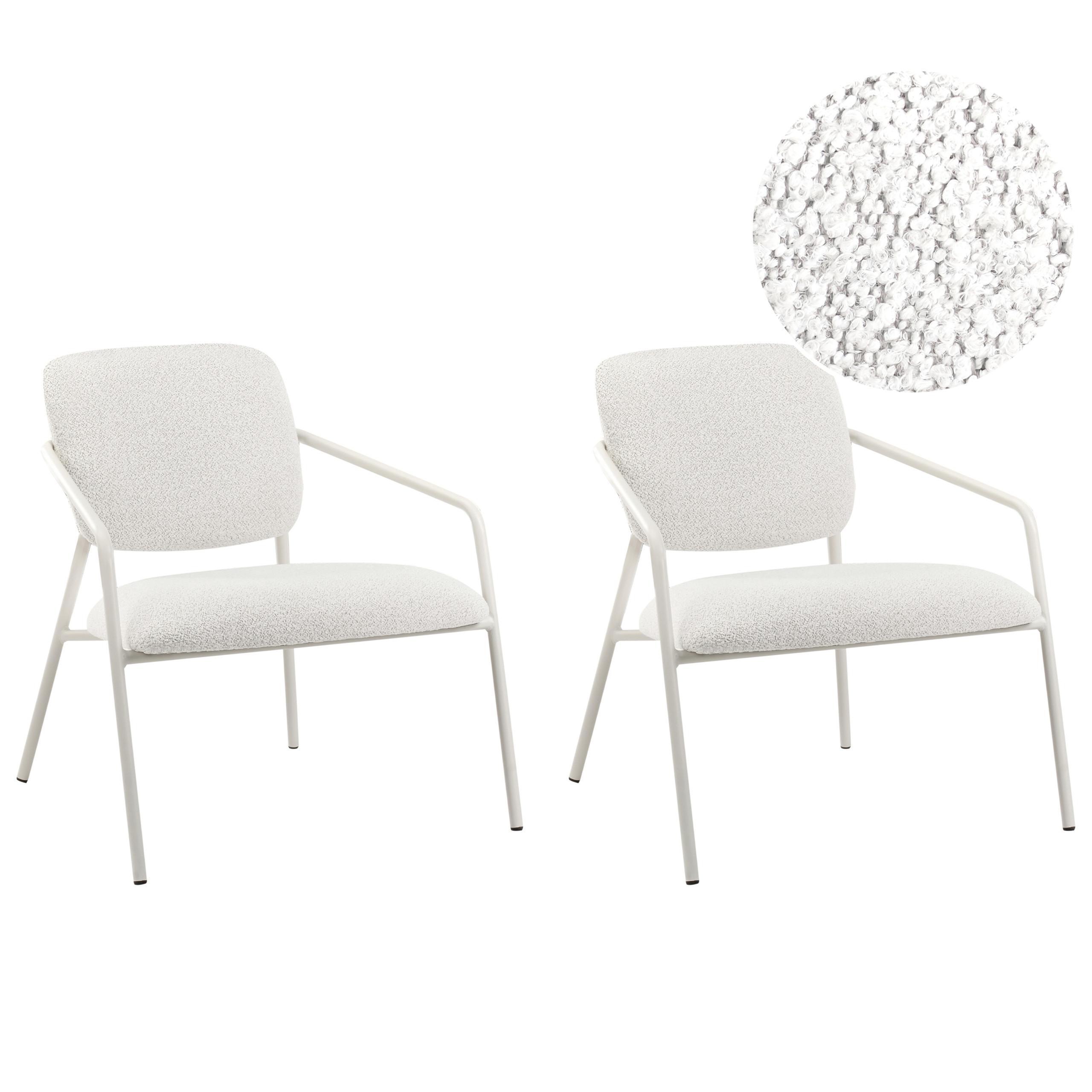 SESSEL 2er-Set Cremeweiß Loa - Weiß, Textil (71/76/71cm) - Beliani