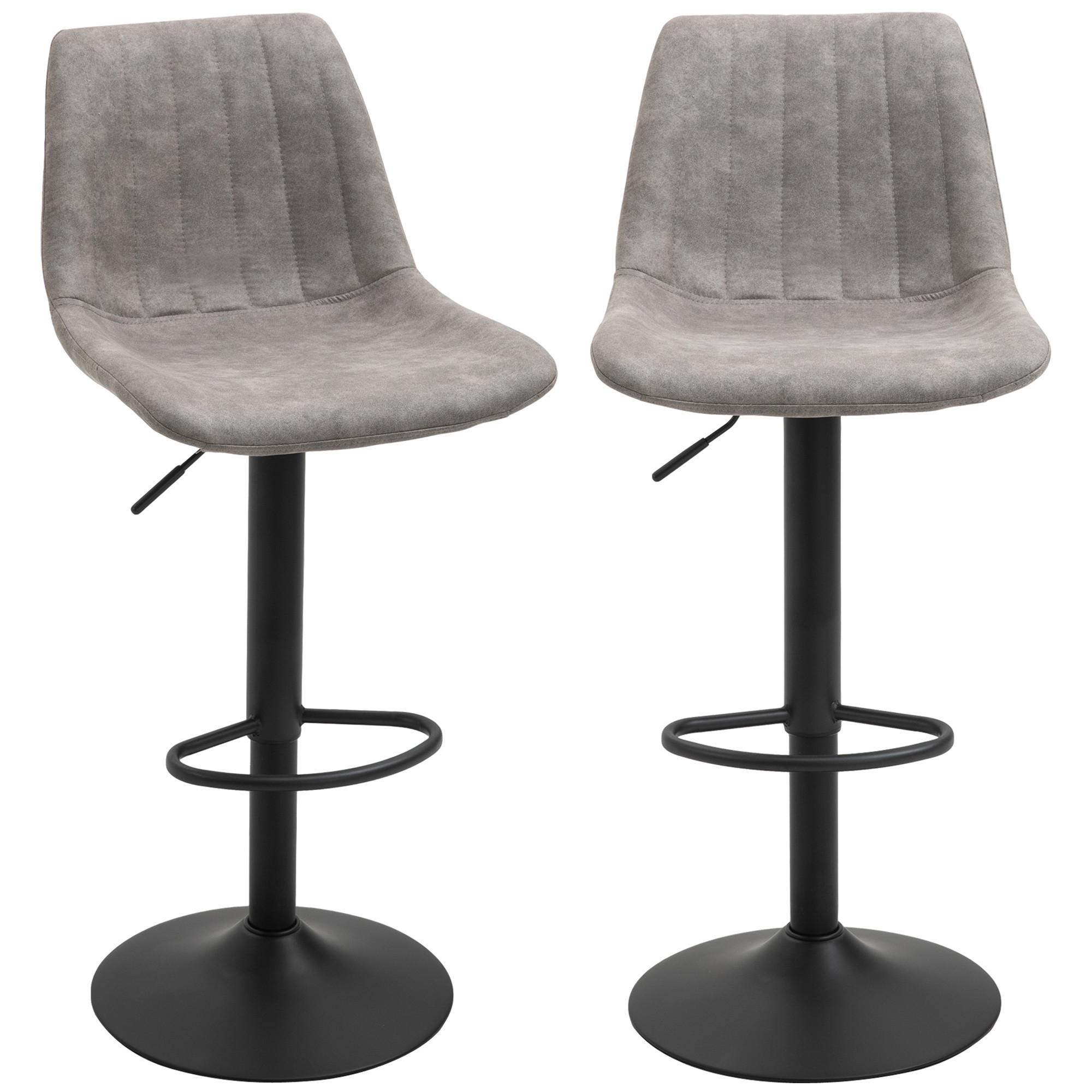 BARHOCKER 2er-Set , Höhenverstellbarer mit Fußstützen - Grau, Textil (43/110/46.5cm) - HOMCOM