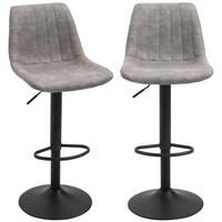BARHOCKER 2er-Set , Höhenverstellbarer mit Fußstützen - Grau, Textil (43/110/46.5cm) - HOMCOM