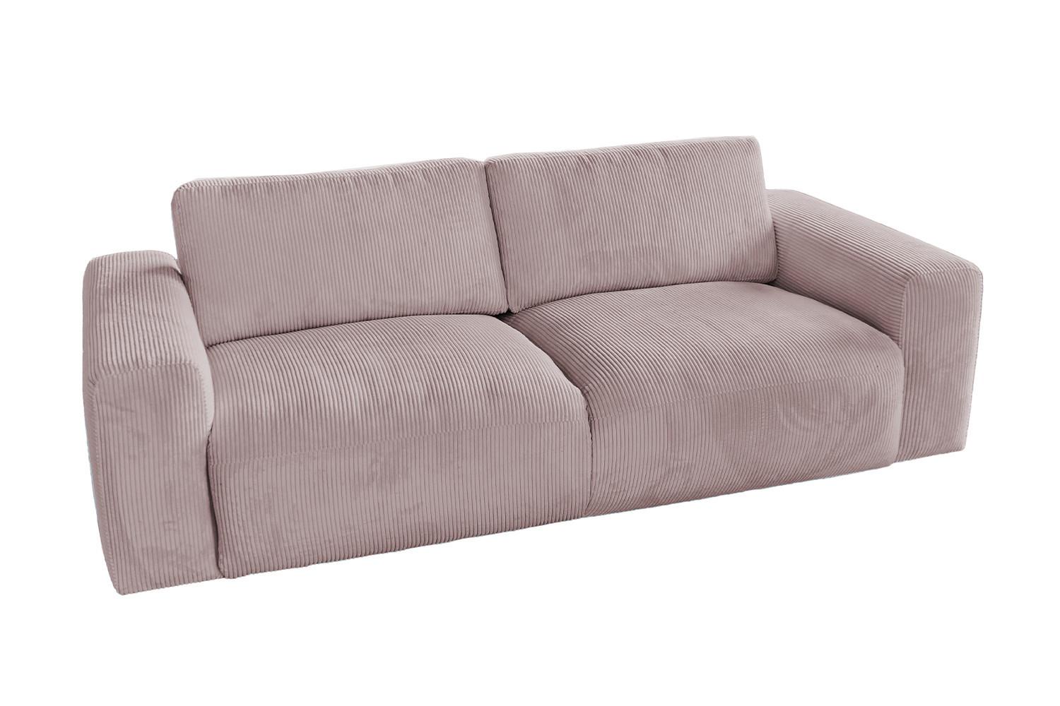 SOFA BODHI Pink Cord - Schwarz/Rosa, Kunststoff/Textil (242/80/110cm) - KAWOLA