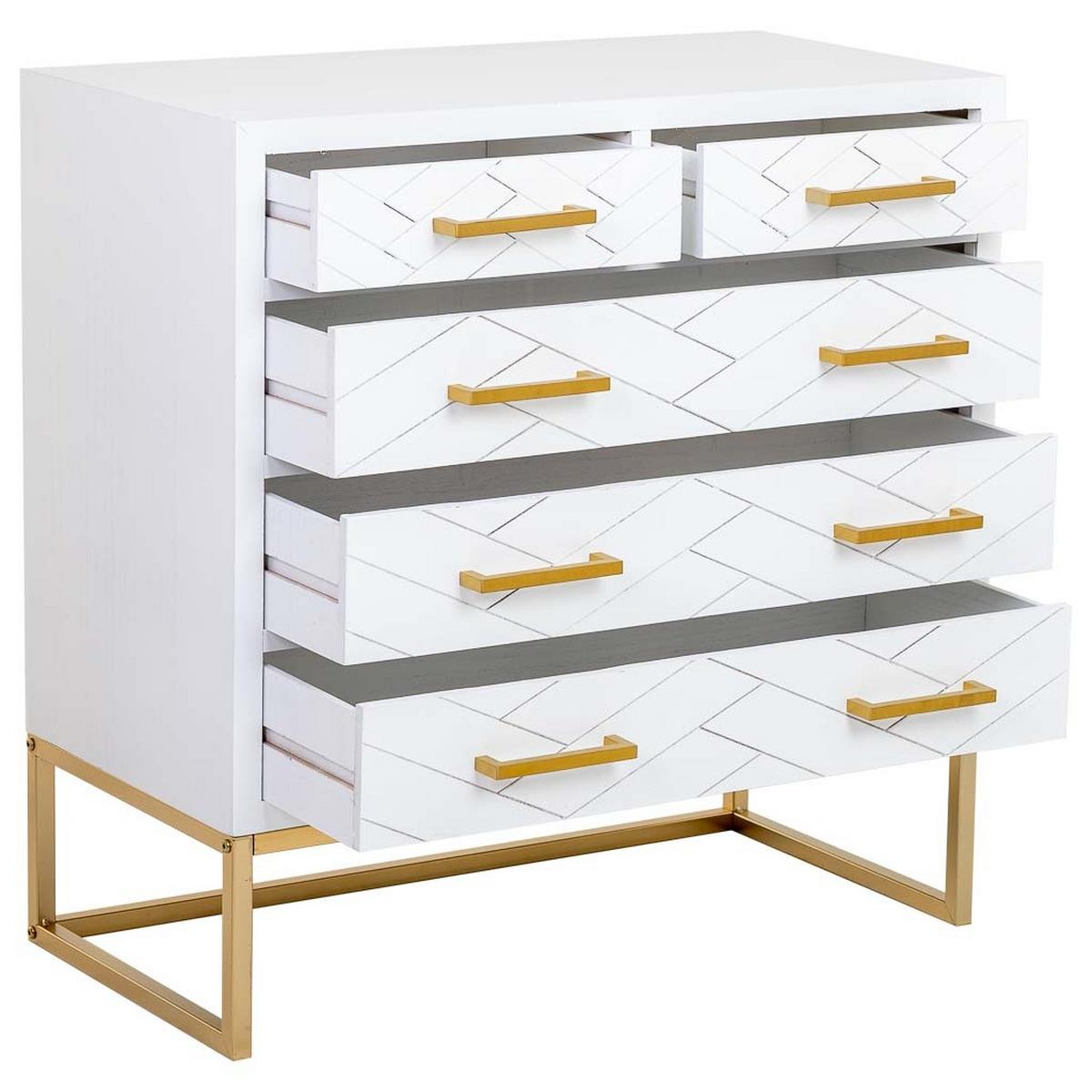 KOMMODE mit 4 schubladen aus holz und metall 80x39x81 cm - Weiß, Holz (80/81/39cm) - Wanderlust