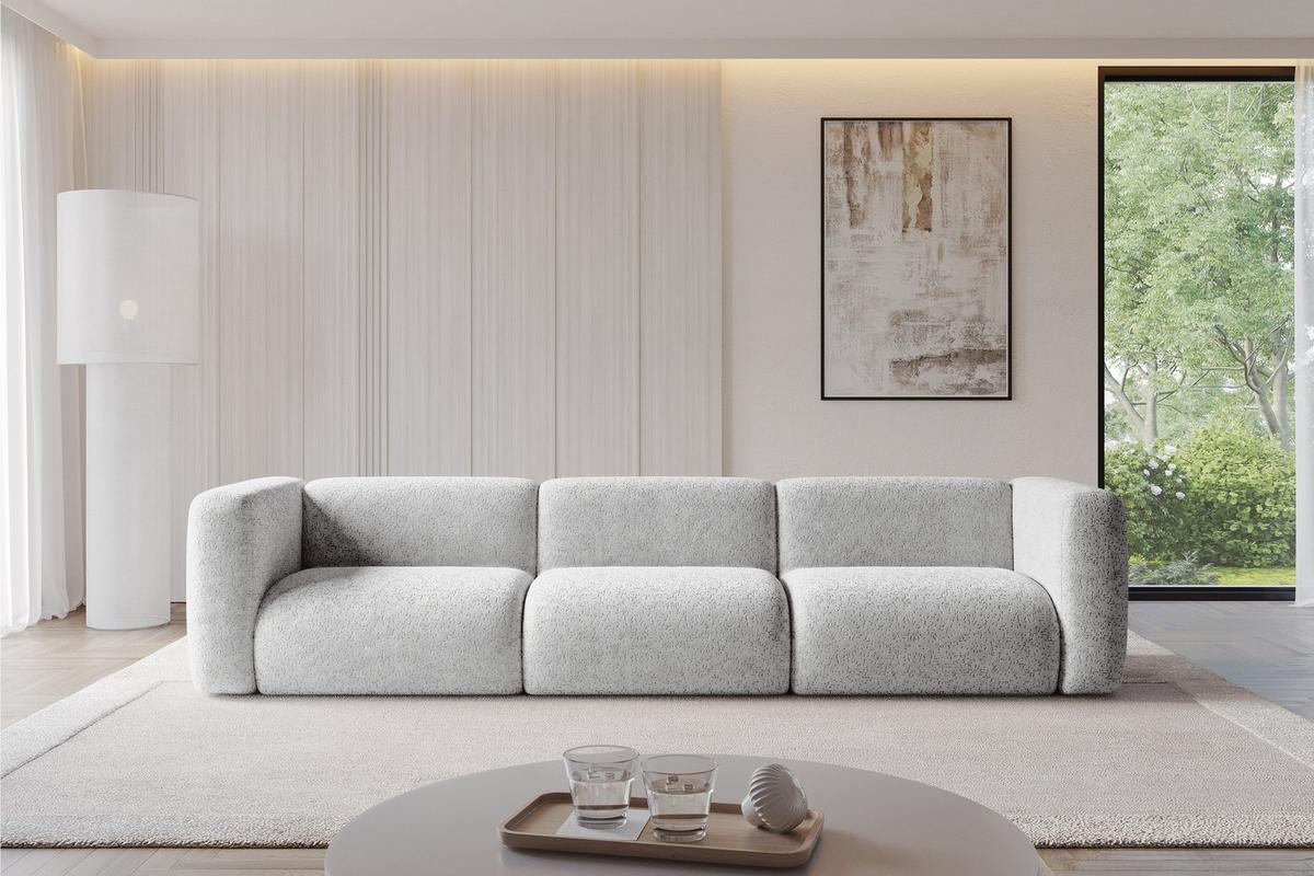 MODULARES Sofa 3-SITZER MIRA-S2 319x89x70 Grau cm Velours - Schwarz/Grau, Holzwerkstoff/Kunststoff (319/70/89cm) - ALTDECOR