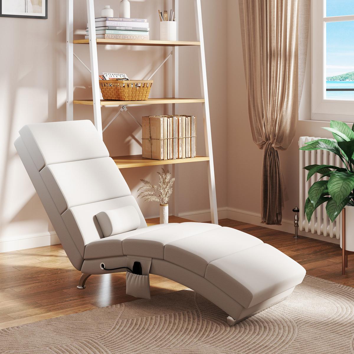 MASSAGESESSEL Polyester Stahl Cremeweiß - Chromfarben/Creme, Textil/Metall (168/84/56cm) - HOMCOM