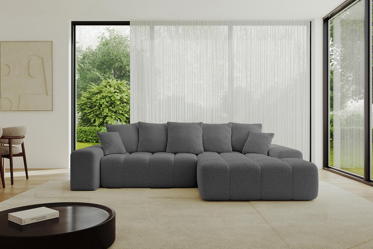 ECKSOFA Ottomane Rechts ENSI-L - 267x164x69 cm Platinfarben - Platinfarben, Holzwerkstoff/Kunststoff (164/267cm) - ALTDECOR