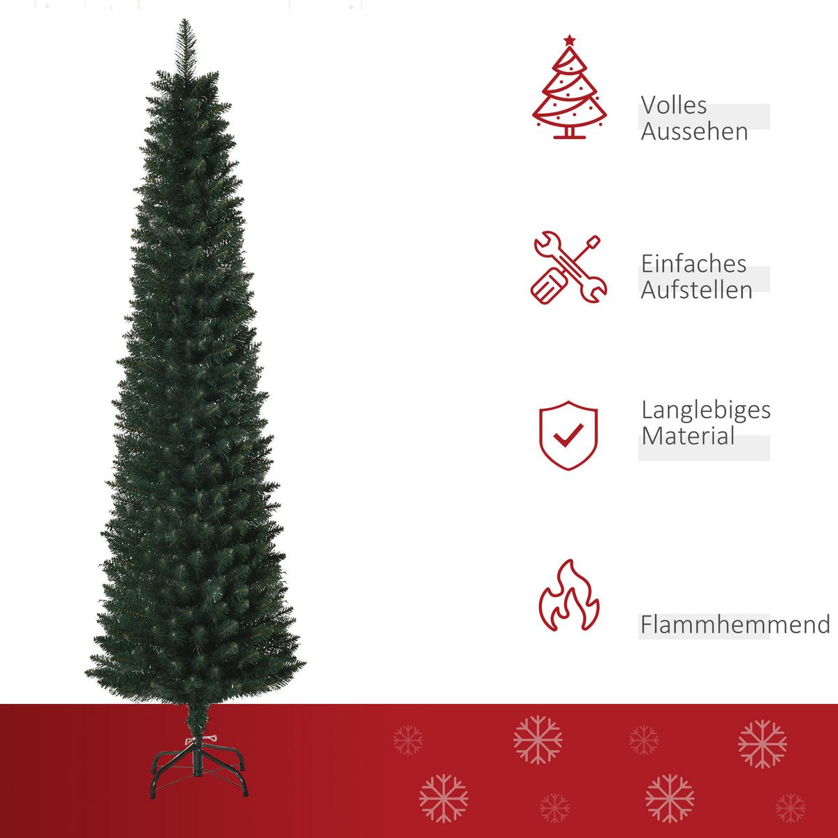 KÜNSTLICHER Weihnachtsbaum, 180 cm Christbaum mit 380 Spitzen für Weihnachten - Grün, Kunststoff (180cm) - HOMCOM