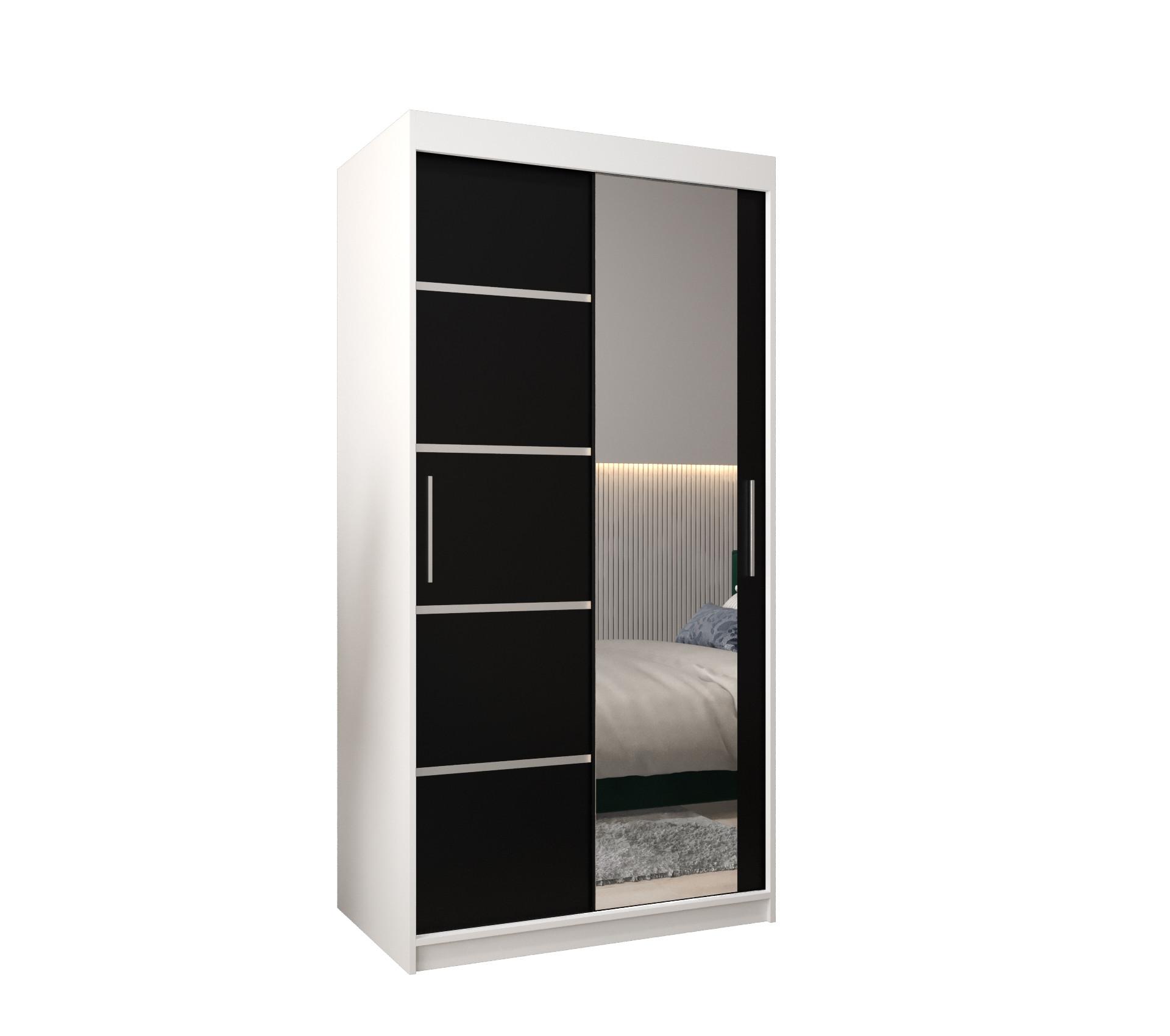 SCHWEBETÜRENSCHRANK 200/100/62 2-türig - Silberfarben/Schwarz, Holz/Kunststoff (100/200/62cm) - MÖBEL KRYSPOL