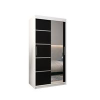 SCHWEBETÜRENSCHRANK 200/100/62 2-türig - Silberfarben/Schwarz, Holz/Kunststoff (100/200/62cm) - MÖBEL KRYSPOL