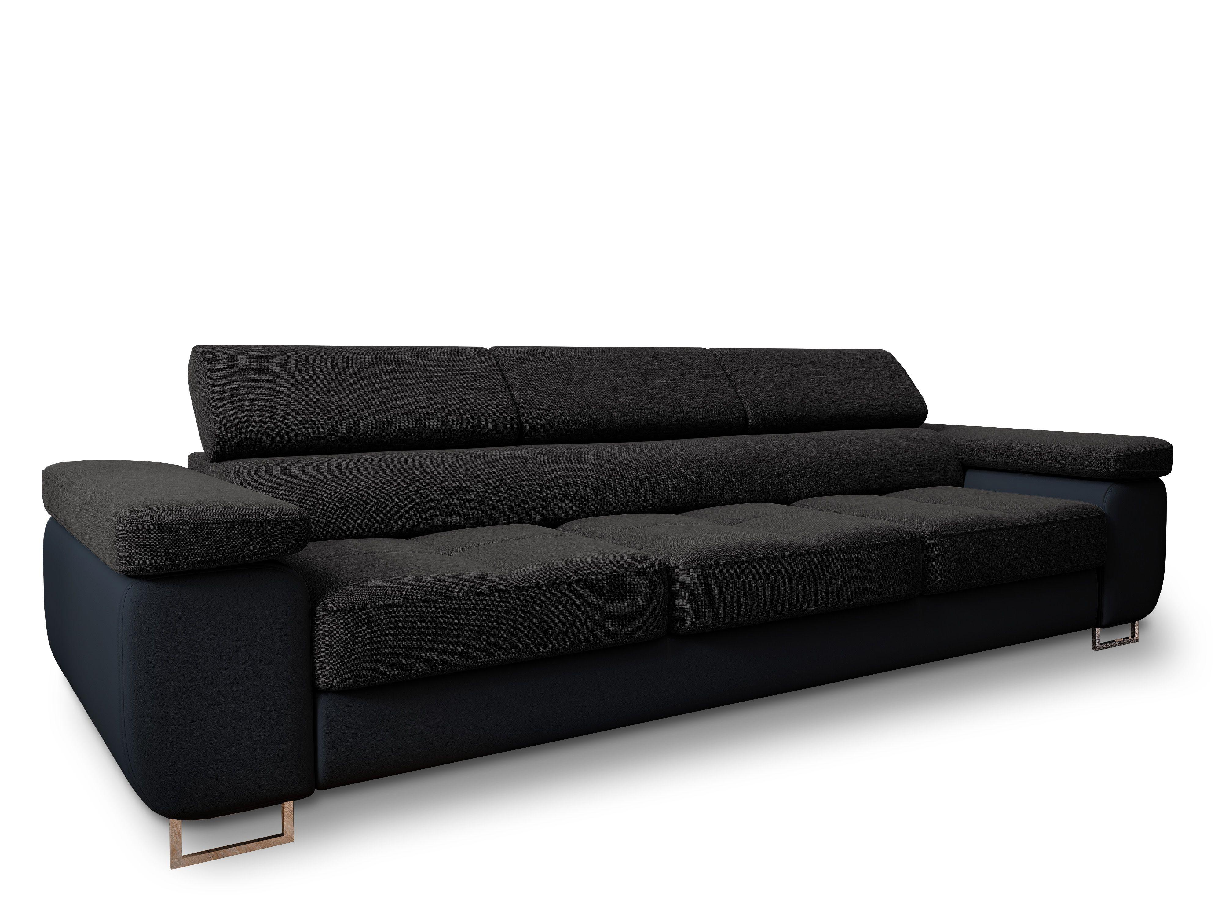 SCHLAFSOFA MOSINE Schwarz Geflochtener Stoff mit Schlaffunktion - Schwarz, Holz (276/98/87cm) - MASSENO