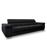 SCHLAFSOFA MOSINE Schwarz Geflochtener Stoff mit Schlaffunktion - Schwarz, Holz (276/98/87cm) - MASSENO