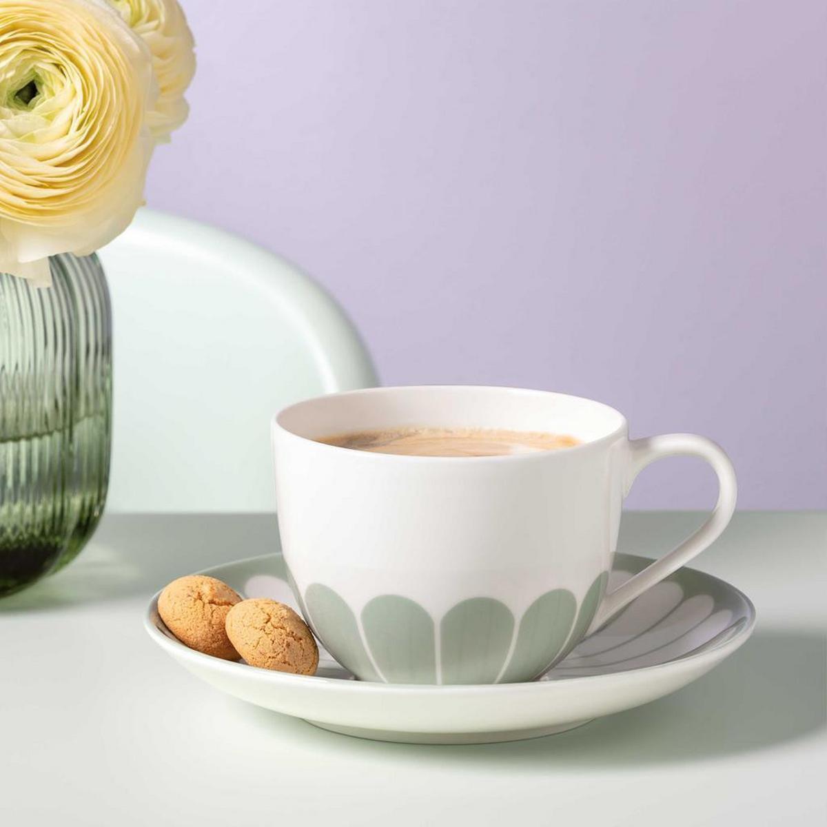 KAFFEETASSEN MIT UNTERTASSEN Fleur Couleur Vert 160 ml 6er Set - Grün, Keramik (14.8/8.9/14.8cm) - Villeroy & Boch