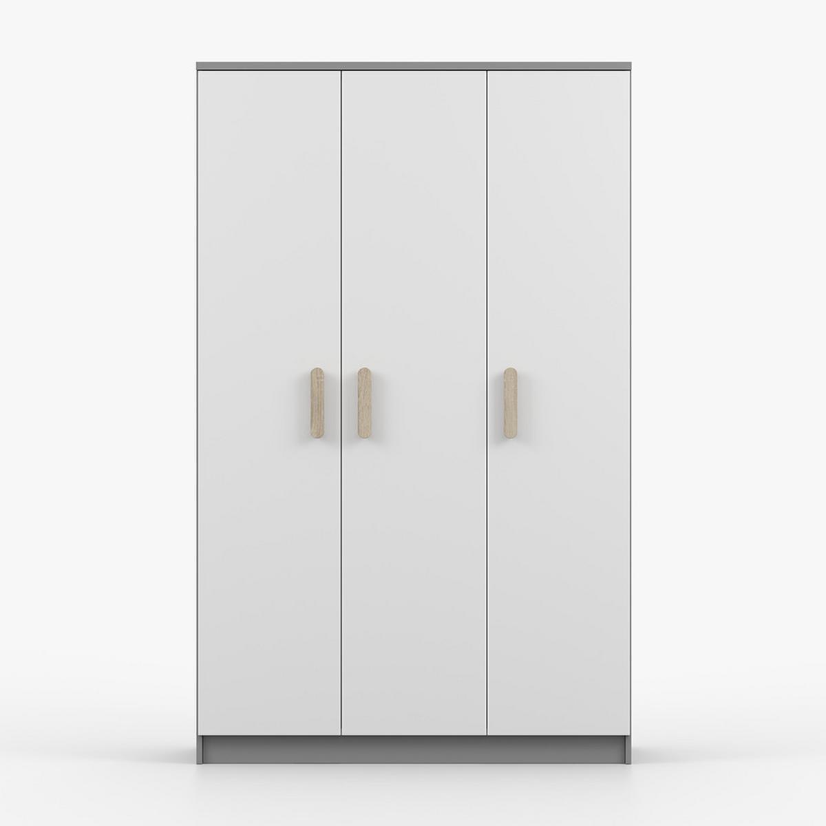 KLEIDERSCHRANK Jonas II 2D 19, 120/192/50, 3-türig, grau - Grau/Sonoma Eiche, Holzwerkstoff (120/194/50cm) - imoebel24