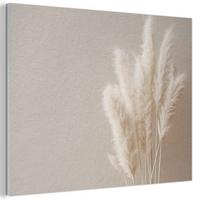 AKUSTIKBILD Pampasgras - Federn - Pastell - Weiß Wanddeko 70x50 cm - Naturfarben, Kunststoff (70/50/0.9cm) - MuchoWow