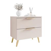 NACHTKOMMODE LINA KASCHMIR 2S auf schrägen Beinen LED goldene Beine und Griffe - Kaschmir, Holzwerkstoff (55/55/37cm) - Lookway